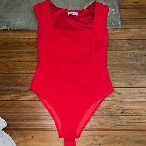Red bodysuit! Perf for a night out or gameday!!
